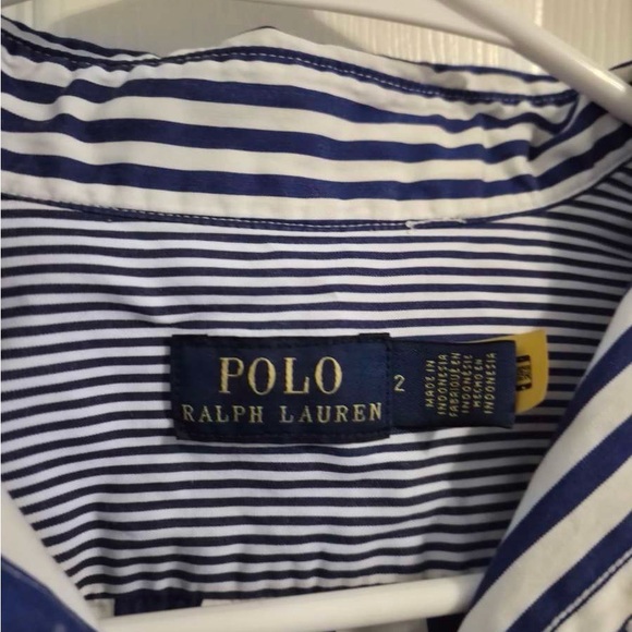 Ralph Lauren Striped Button-Down Shirt in Navy & White - Picture 2 of 2